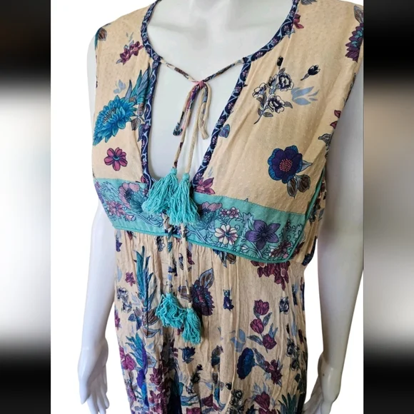 Spell & The Gypsy Siren Song Mermaid Midi Dress Size Medium Boho Gypsy Flowy - Picture 4 of 16